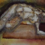 Liz Tucker - Lying nude - Framed oil on paper - 55x75cm